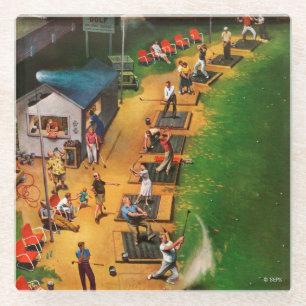Golf Driving Range by John Falter Glass Coaster