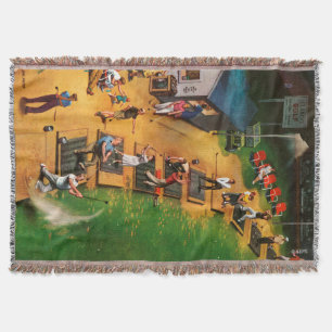 Golf Driving Range by John Falter Throw Blanket