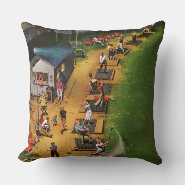 Golf Driving Range by John Falter Throw Pillow (Front)