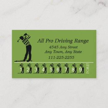 Golf Driving Range - Customer Loyalty Punch Card by dbvisualarts at Zazzle