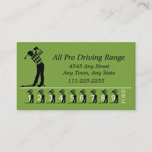 Customizable Golf Driving Range - Customer Loyalty Punch Card Business Card Templates