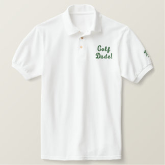 Golf Dude Greens Junkie White Embroidered Shirt