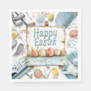 Golf Easter eggs balls and flower and equipment Napkins