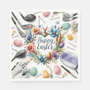Golf Easter eggs balls and flower and equipment Napkins