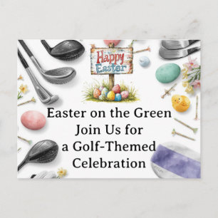 Golf Easter eggs balls and flower Invitation Card
