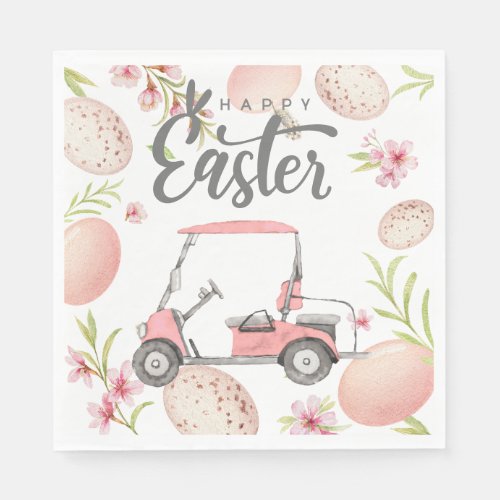 Golf Easter for golfer watercolor Spring Napkins