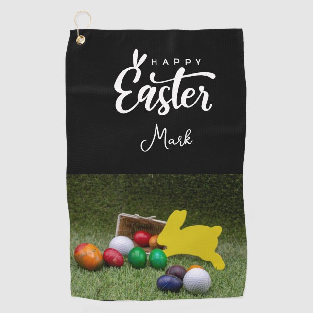 Golf Easter Holiday Golfing Easter Eggs Golf Towel (Front)