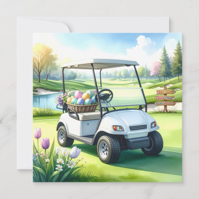 Golf Easter Holiday on golf course Card (Front)