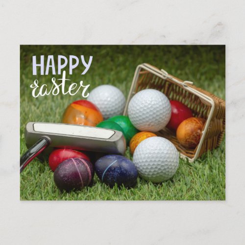 Golf Easter Holiday with golf ball on green grass 