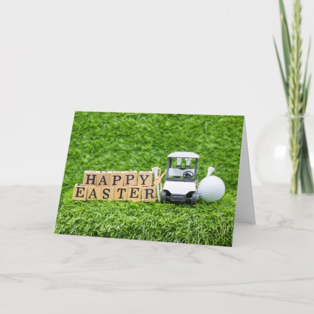 Golf Easter themed for Golfer with golf ball  Holi Holiday Card (Front)
