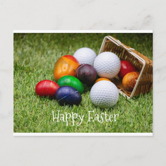 Golf Easter to golfer with eggs & Golf ball Card (Front)