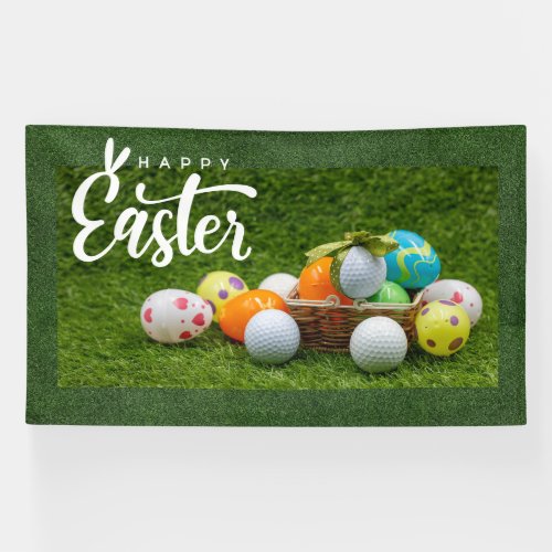 Golf Easter with balls and Eggs for golfer  Banner