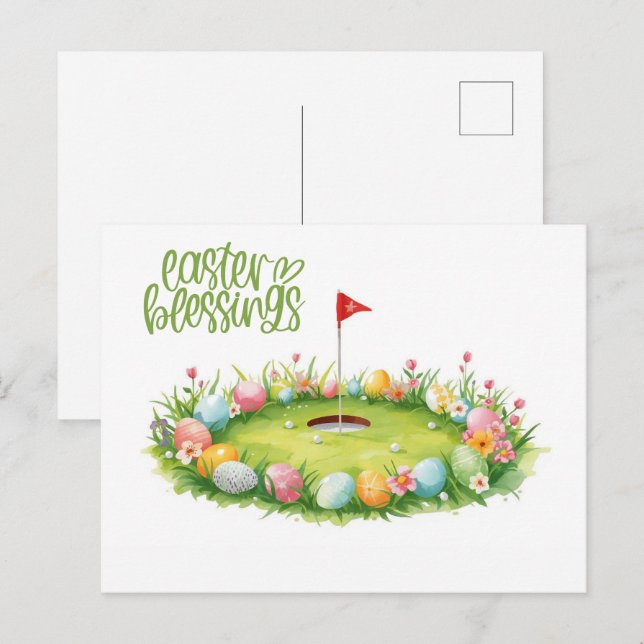 Golf Easter with egg on putting green  Postcard (Front/Back)