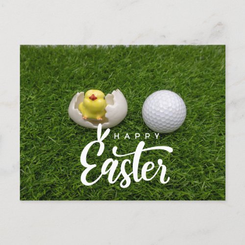 Golf Easter with golf ball and egg for golfer  Holiday Postcard