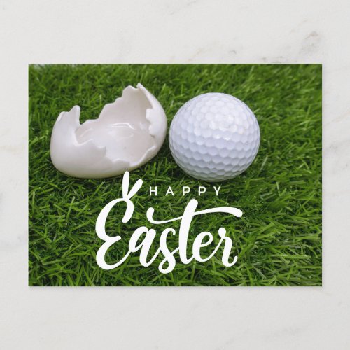 Golf Easter with golf ball and egg for golfer  Holiday Postcard