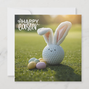 Golf Easter with golf ball bunny ear  Holiday Card