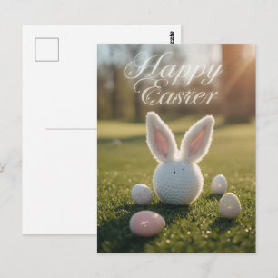 Golf Easter with golf ball on green grass Postcard