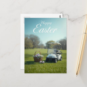 Golf Easter with golf cart on golf course Postcard