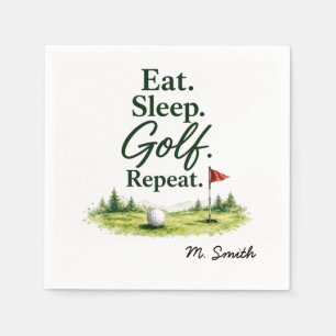 Golf eat sleep golf repeat for golfer napkins