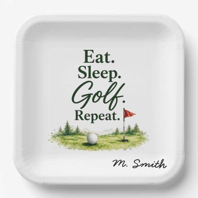 Golf eat sleep golf repeat for golfer  paper plates (Front)