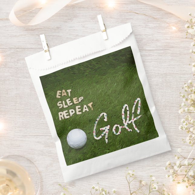 Golf Eat Sleep Golf Repeat with ball on green   Favor Bag (Clipped)