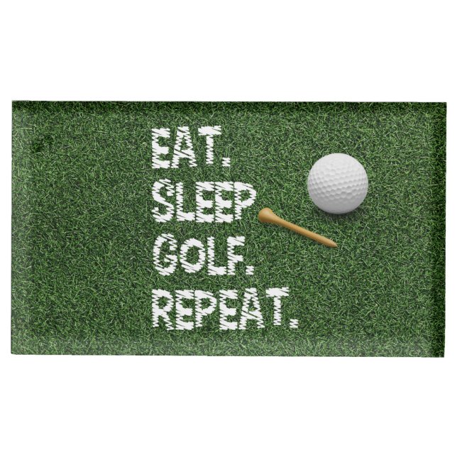 Golf Eat Sleep Golf Repeat with putter and ball   Place Card Holder (Front)