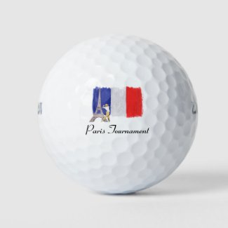 Golf Eiffel tower with French golfer flag France   Golf Balls