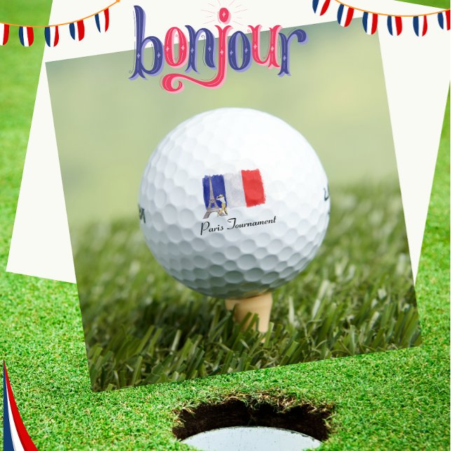 Golf Eiffel tower with French golfer flag France   Golf Balls (Creator Uploaded)