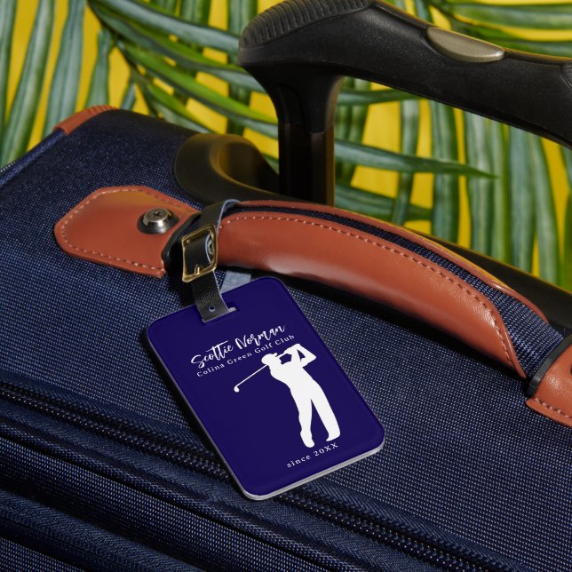 Golf Elegant Golfer Blue Luggage Tag (Front Insitu 1)