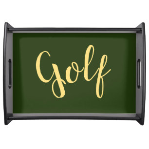 GOLF Elegant Text On Forest Green Background Serving Tray