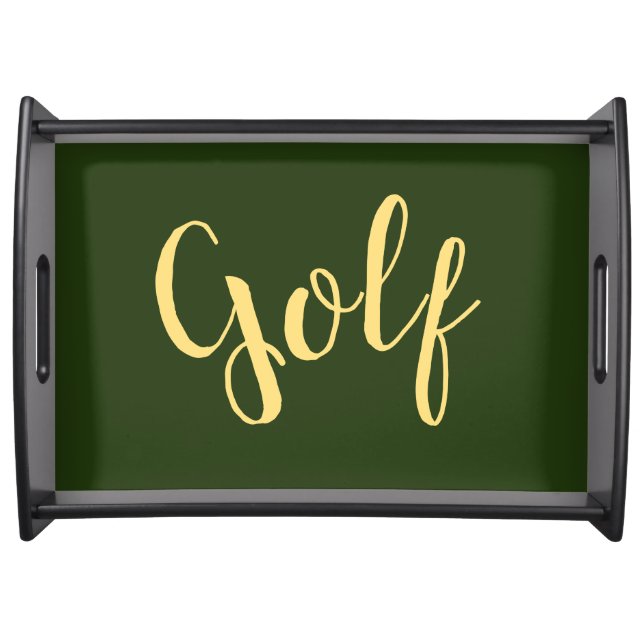 GOLF Elegant Text On Forest Green Background Serving Tray (Front)