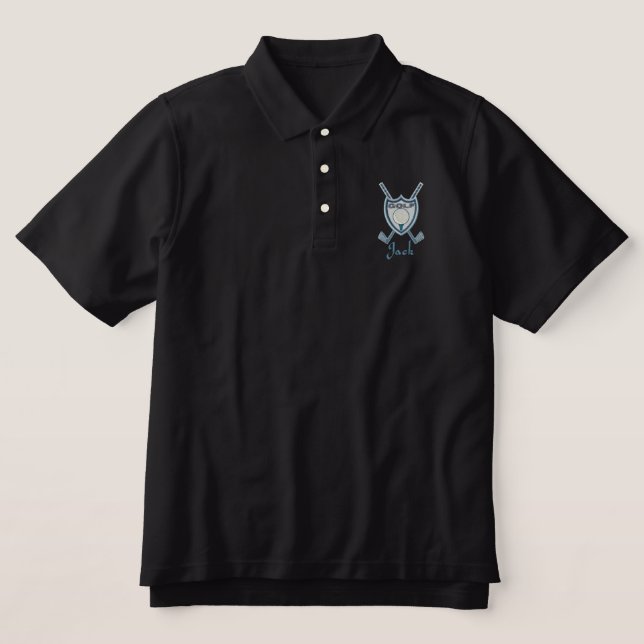 Golf Emblem Sports Logo Embroidered Polo Shirt (Design Front)