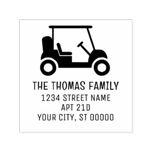 Golf Enthusiasts Golf Cart Sports Name Address Self-inking Stamp