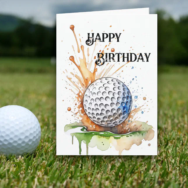 Golf Enthusiasts Watercolor Art Birthday Card | Zazzle