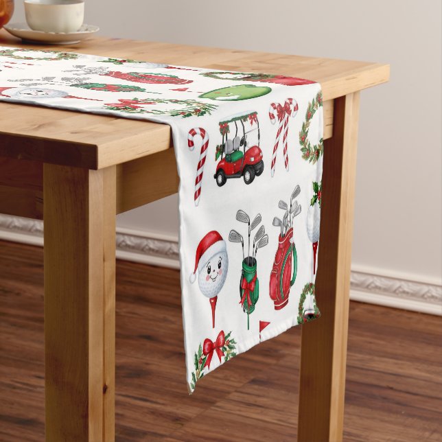Golf Equipment Christmas themed for Golfer Short Table Runner (In Situ)