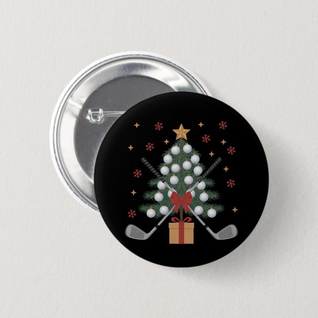 Golf Equipment Christmas Tree Christmas Golf Button (Front & Back)