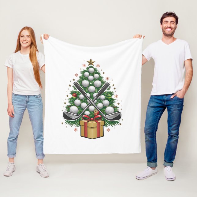 Golf Equipment Christmas Tree Christmas Golf Fleece Blanket (In Situ)