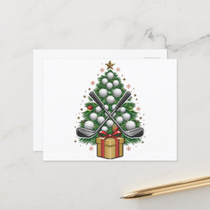 Golf Equipment Christmas Tree Christmas Golf Holiday Postcard