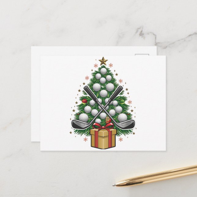 Golf Equipment Christmas Tree Christmas Golf Holiday Postcard (Front/Back In Situ)