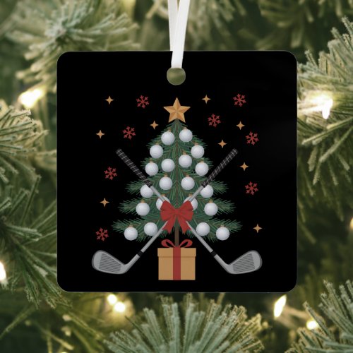 Golf Equipment Christmas Tree Christmas Golf Metal Ornament