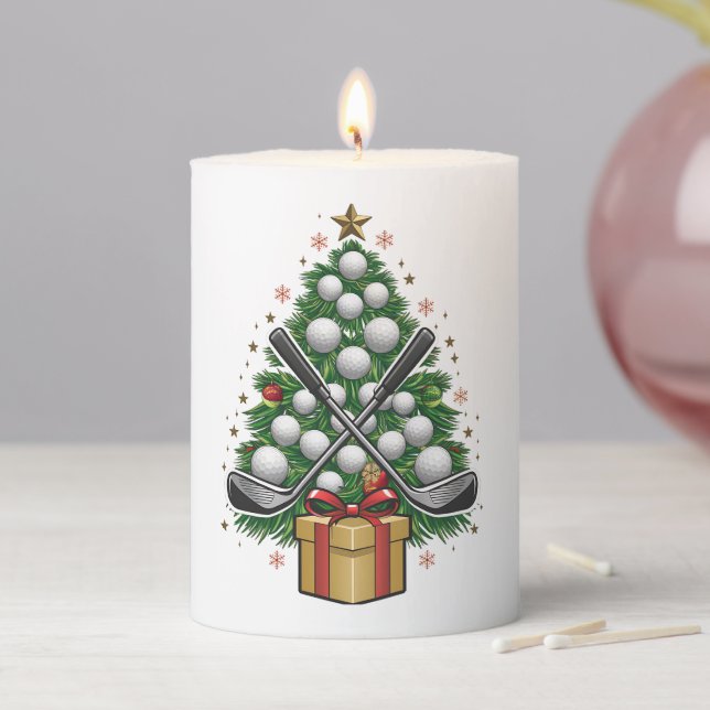 Golf Equipment Christmas Tree Christmas Golf Pillar Candle (In Situ)