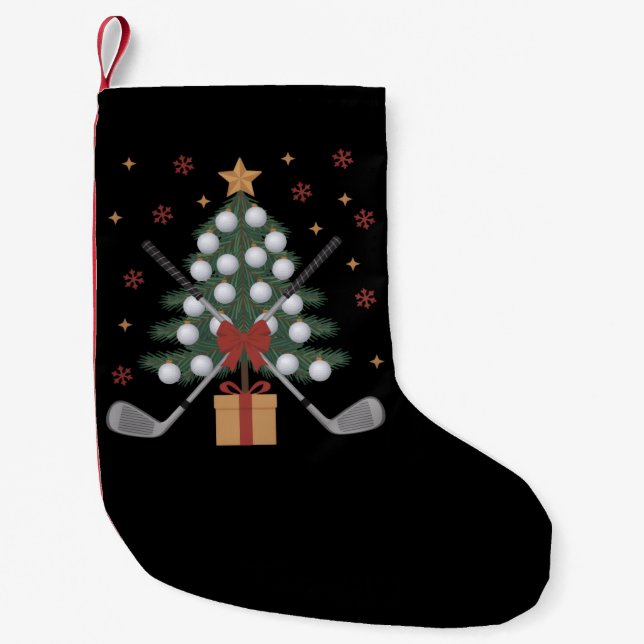 Golf Equipment Christmas Tree Christmas Golf Small Christmas Stocking (Front)