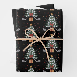 Golf Equipment Christmas Tree Christmas Golf Wrapping Paper Sheets