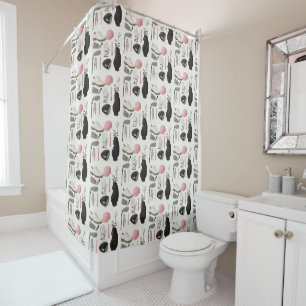 Golf Equipment for Lady Golfer Pink themed Shower Curtain