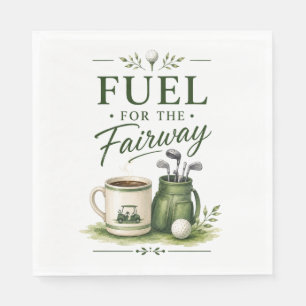 Golf equipment with text on green napkins