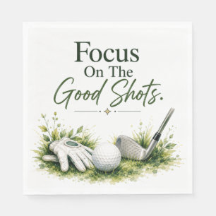 Golf equipment with text on green napkins