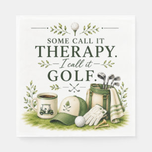 Golf equipment with text on green napkins