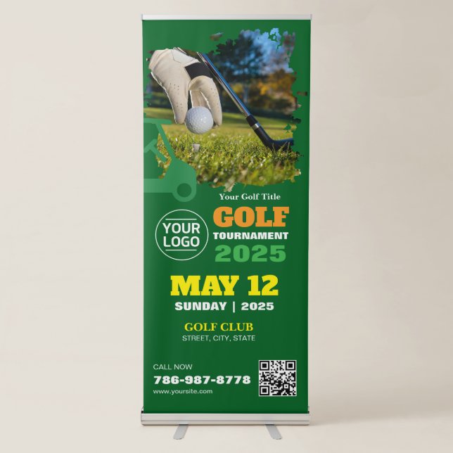 Golf Event Custom Vertical Retractable Banner (Front)