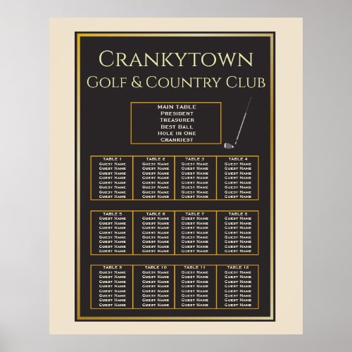 Golf Event Fab Any Color Seating Poster