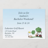 Golf Gray Plaid Invitation